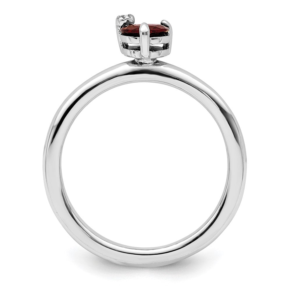 Sterling Silver Rhodium-plated Polished Garnet u0026 White Topaz Ring