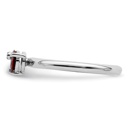 Sterling Silver Rhodium-plated Polished Garnet u0026 White Topaz Ring