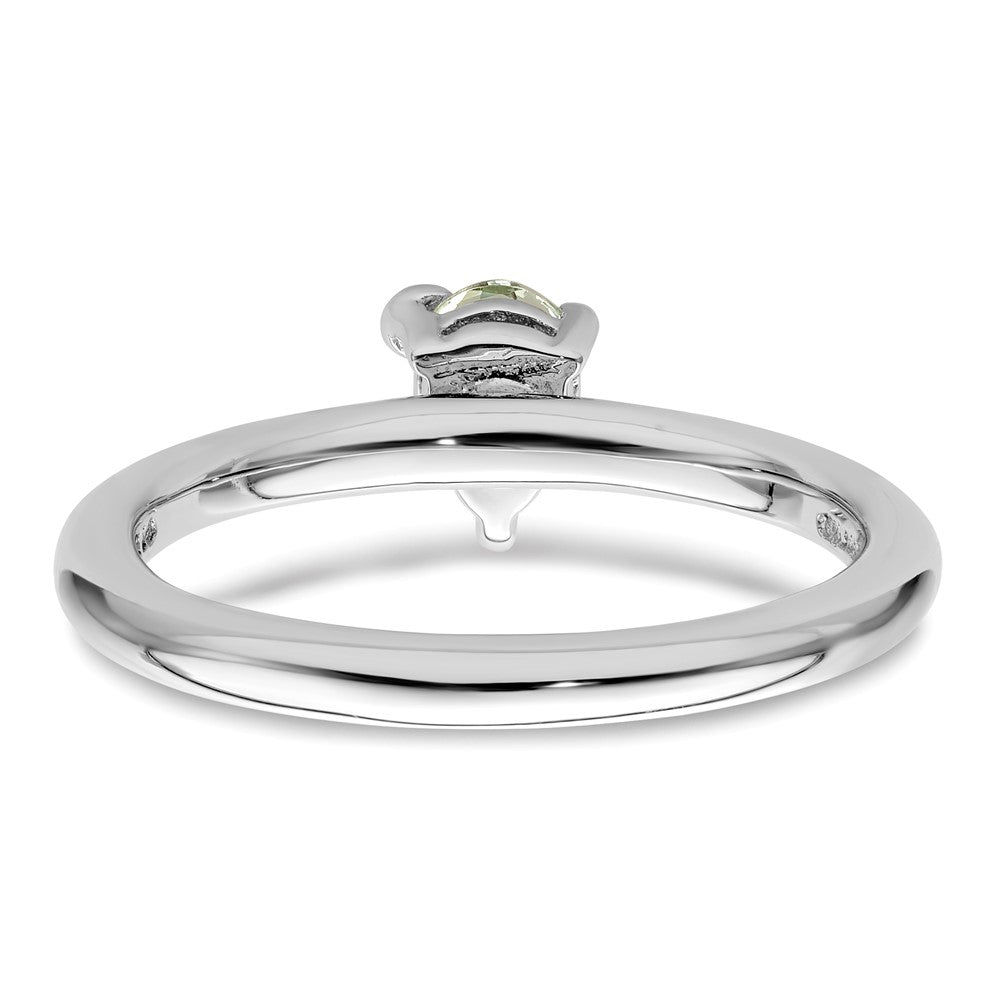 Sterling Silver Rhodium-plated Pear Green Quartz u0026 White Topaz Ring