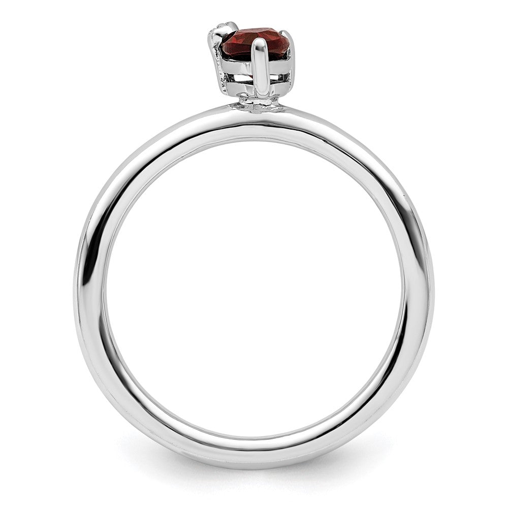 Sterling Silver Rhodium-plated Polished Pear Garnet u0026 White Topaz Ring