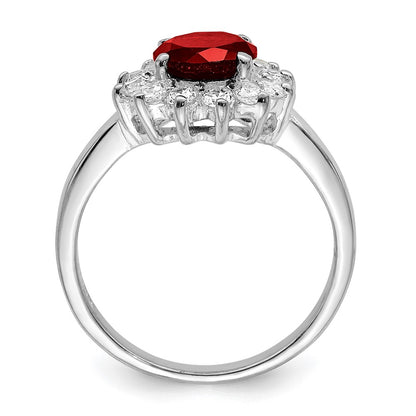 Sterling Silver Rhodium-plated Rhodolite Garnet u0026 CZ Ring