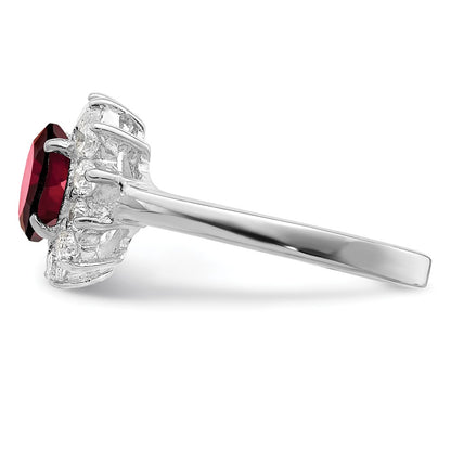 Sterling Silver Rhodium-plated Rhodolite Garnet u0026 CZ Ring