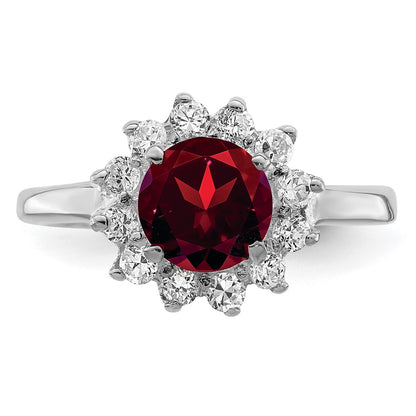 Sterling Silver Rhodium-plated Rhodolite Garnet u0026 CZ Ring