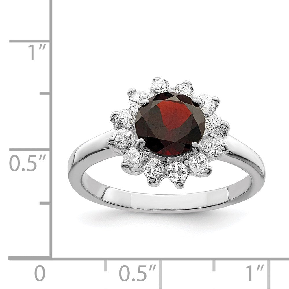 Sterling Silver Rhodium-plated Rhodolite Garnet u0026 CZ Ring