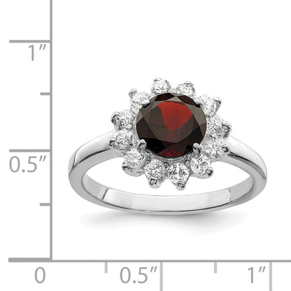 Sterling Silver Rhodium-plated Rhodolite Garnet u0026 CZ Ring