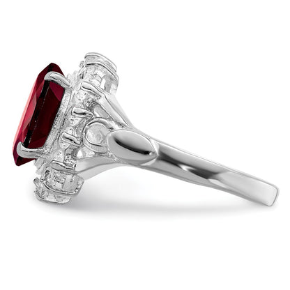 Sterling Silver Rhodium-plated Garnet u0026 CZ Ring