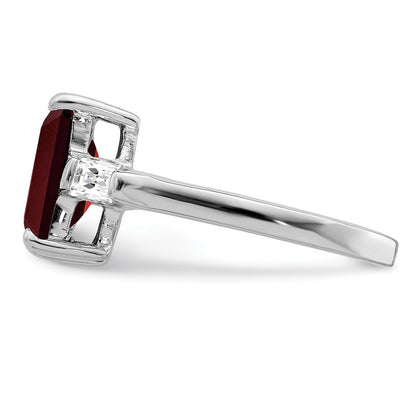 Sterling Silver Rhodium-plated Garnet u0026 CZ Ring