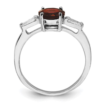 Sterling Silver Rhodium-plated Rhodolite Garnet u0026 CZ Ring