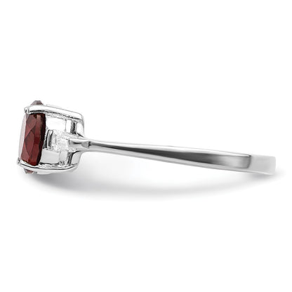 Sterling Silver Rhodium-plated Rhodolite Garnet u0026 CZ Ring