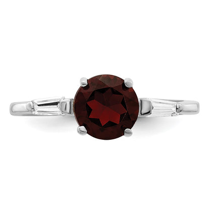 Sterling Silver Rhodium-plated Rhodolite Garnet u0026 CZ Ring