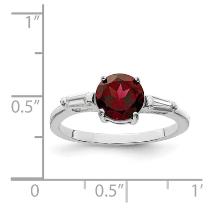 Sterling Silver Rhodium-plated Rhodolite Garnet u0026 CZ Ring