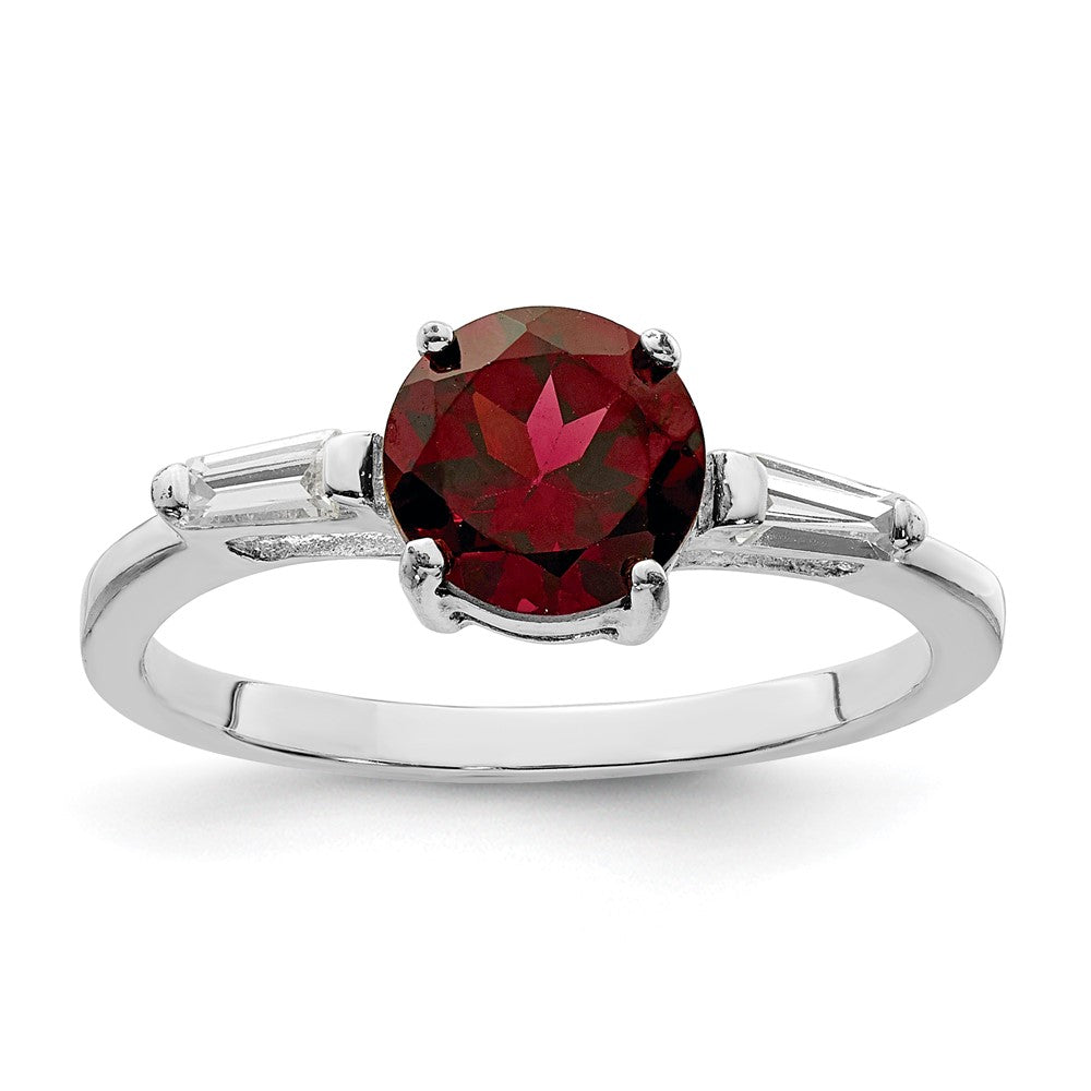 Sterling Silver Rhodium-plated Rhodolite Garnet u0026 CZ Ring