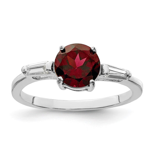 Sterling Silver Rhodium-plated Rhodolite Garnet u0026 CZ Ring
