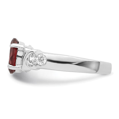 Sterling Silver Rhodium-plated Garnet u0026 CZ Ring