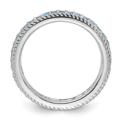 Sterling Silver Stackable Expressions Polished Blue Topaz Eternity Ring