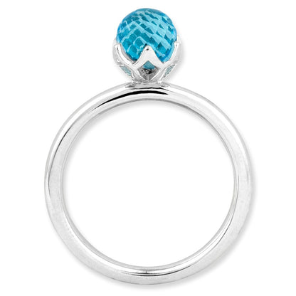 Sterling Silver Stackable Expressions Blue Topaz Briolette Ring