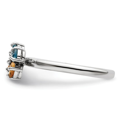 Sterling Silver Stackable Expressions Blue Topaz u0026 Citrine Butterfly Ring