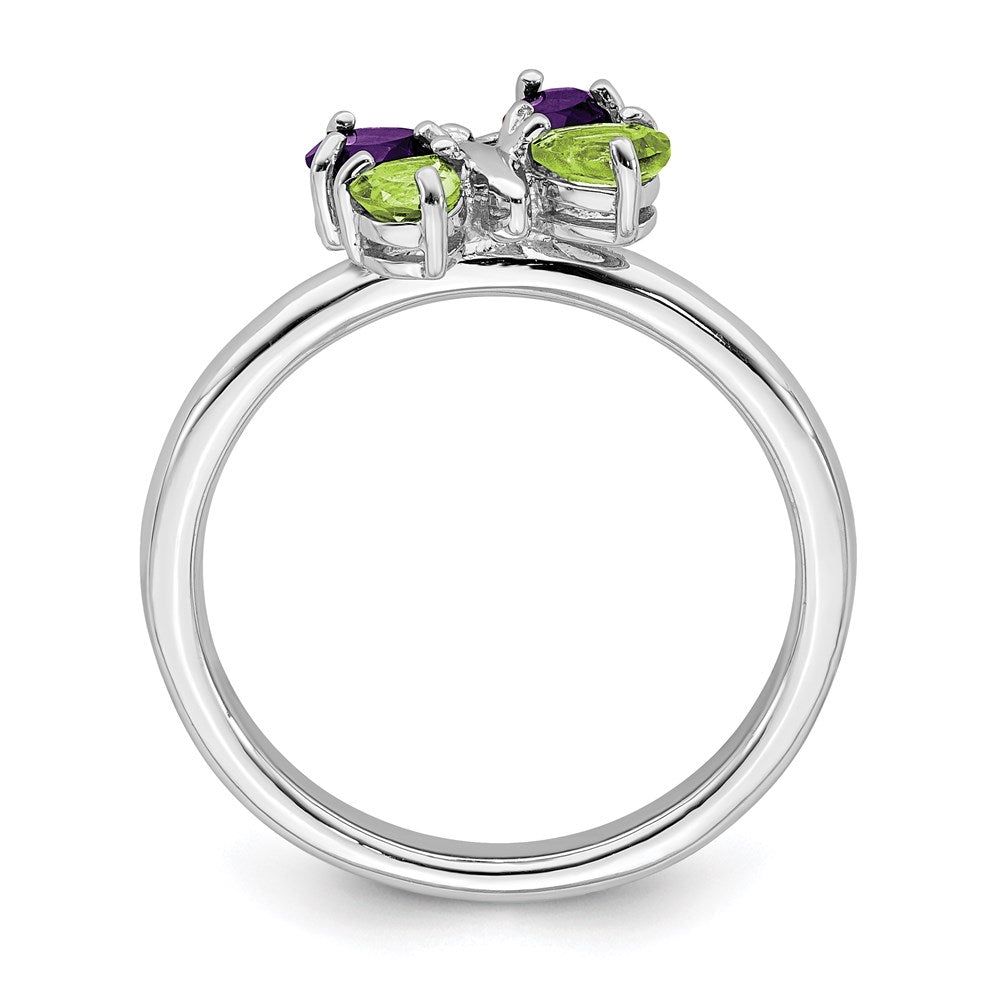 Sterling Silver Stackable Expressions Amethyst u0026 Peridot Butterfly Ring
