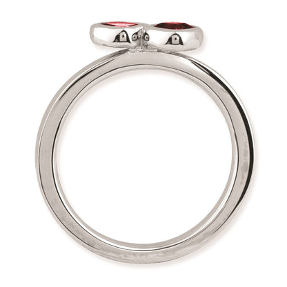 Sterling Silver Stackable Expressions Dbl Cushion Cut Garnet Ring