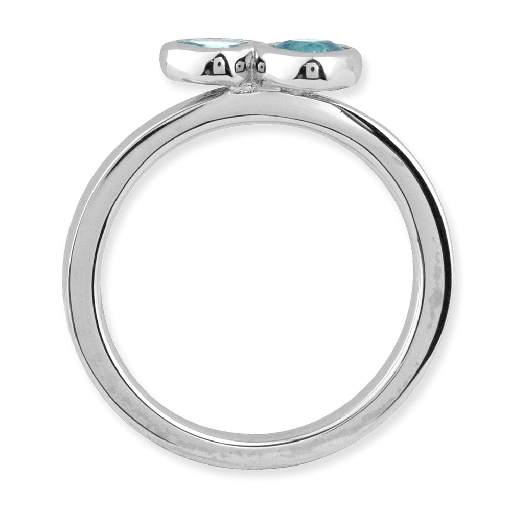 Sterling Silver Stackable Expressions Dbl Cushion Cut Aquamarine Ring