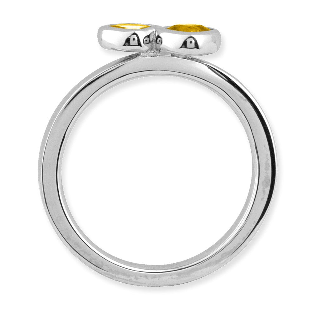 Sterling Silver Stackable Expressions Dbl Cushion Cut Citrine Ring