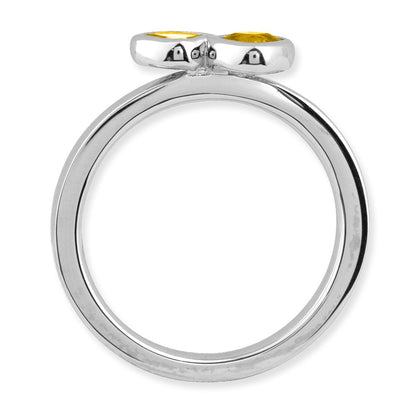 Sterling Silver Stackable Expressions Dbl Cushion Cut Citrine Ring