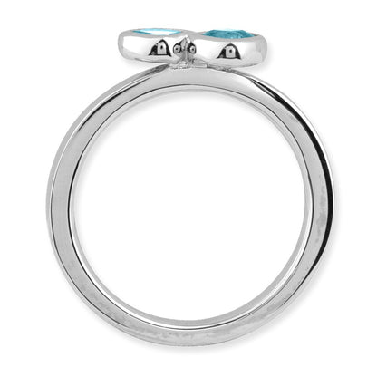Sterling Silver Stackable Expressions Dbl Cushion Cut Blue Topaz Ring