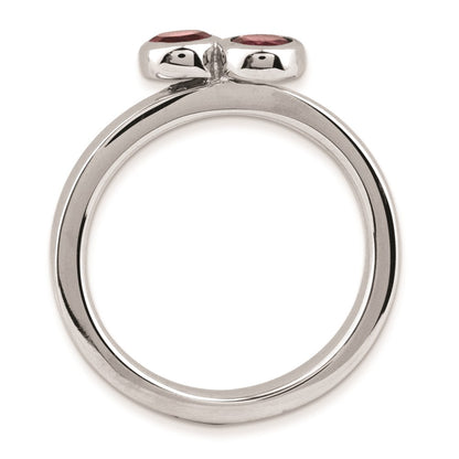 Sterling Silver Stackable Expressions Dbl Round Garnet Ring