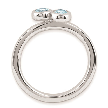 Sterling Silver Stackable Expressions Dbl Round Aquamarine Ring