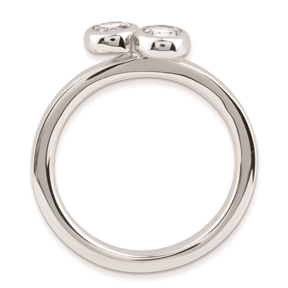 Sterling Silver Stackable Expressions Dbl Round White Topaz Ring