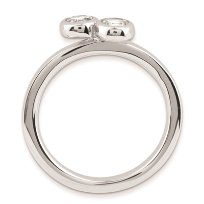 Sterling Silver Stackable Expressions Dbl Round White Topaz Ring
