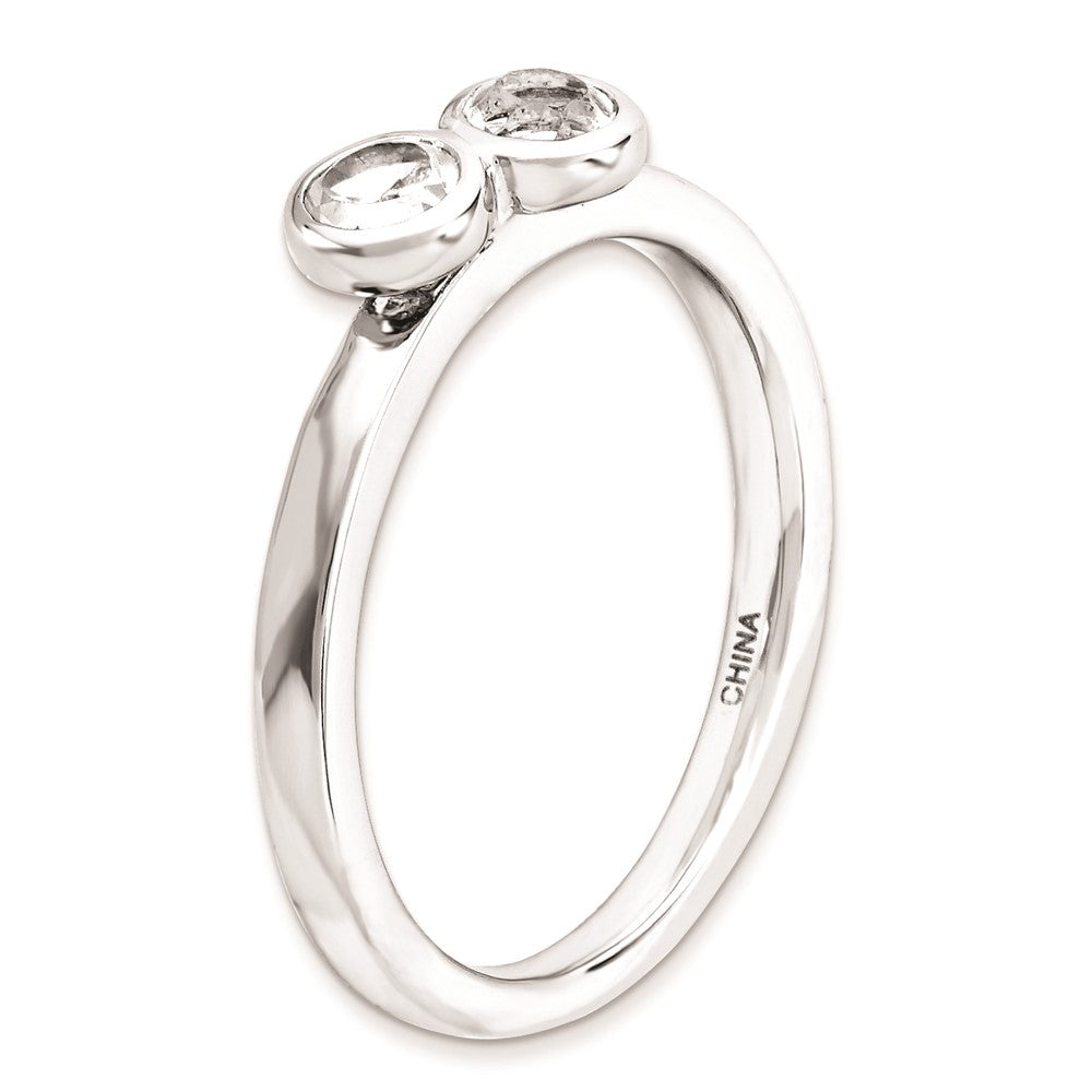Sterling Silver Stackable Expressions Dbl Round White Topaz Ring