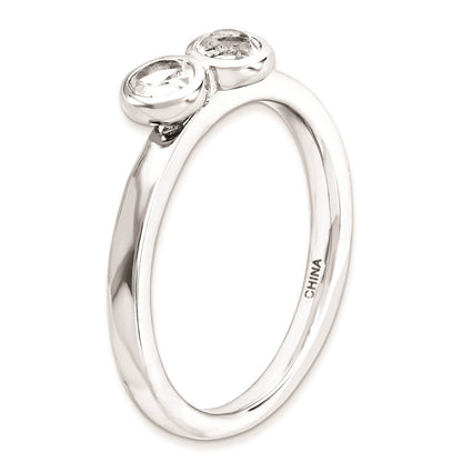 Sterling Silver Stackable Expressions Dbl Round White Topaz Ring