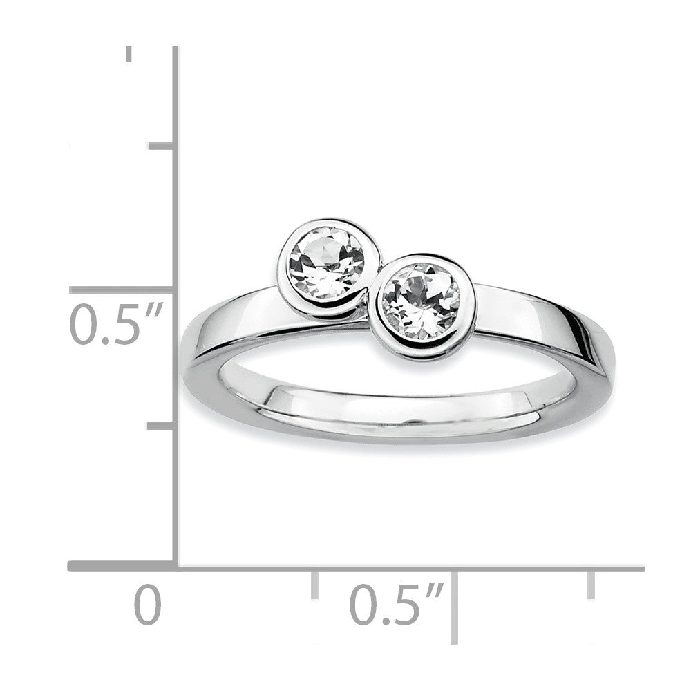 Sterling Silver Stackable Expressions Dbl Round White Topaz Ring