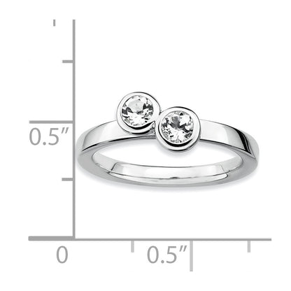 Sterling Silver Stackable Expressions Dbl Round White Topaz Ring