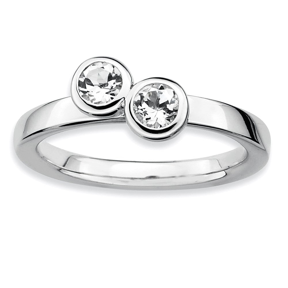 Sterling Silver Stackable Expressions Dbl Round White Topaz Ring