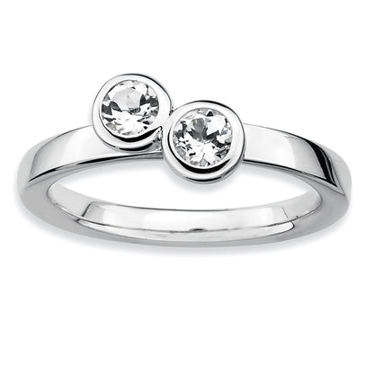 Sterling Silver Stackable Expressions Dbl Round White Topaz Ring