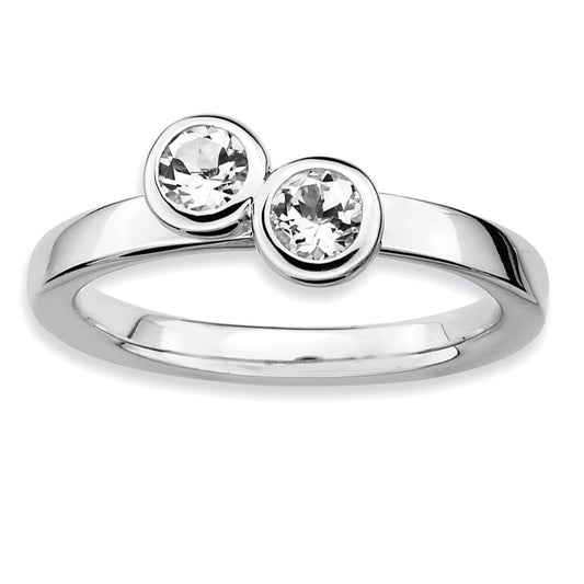 Sterling Silver Stackable Expressions Dbl Round White Topaz Ring
