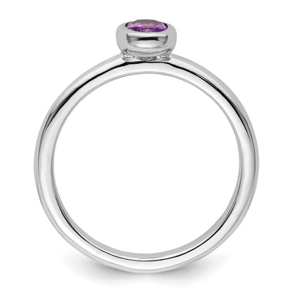 Sterling Silver Stackable Expressions Oval Amethyst Ring