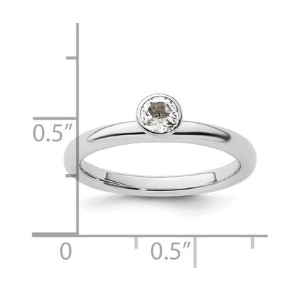 Sterling Silver Stackable Expressions High 4mm Round White Topaz Ring