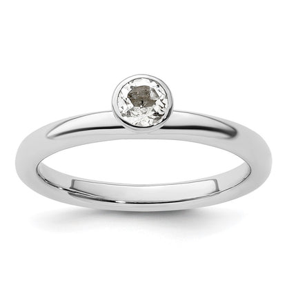 Sterling Silver Stackable Expressions High 4mm Round White Topaz Ring