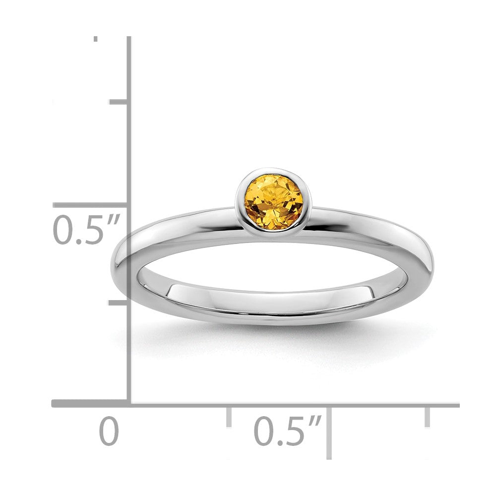 Sterling Silver Stackable Expressions High 4mm Round Citrine Ring