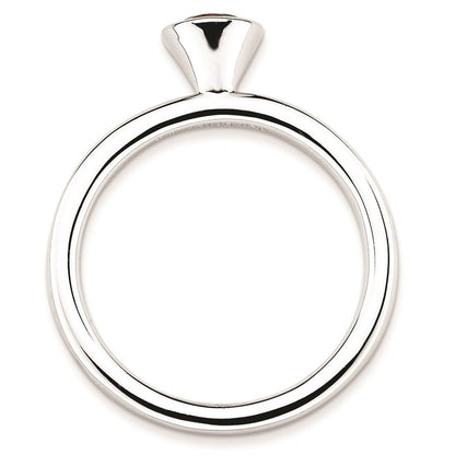 Sterling Silver Stackable Expressions High 5mm Round Garnet Ring