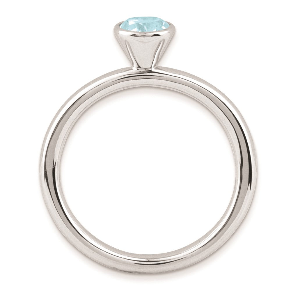 Sterling Silver Stackable Expressions High 5mm Round Aquamarine Ring
