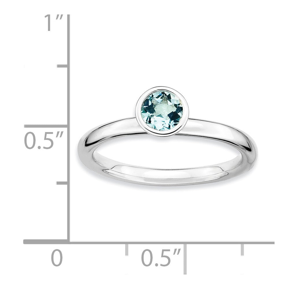 Sterling Silver Stackable Expressions High 5mm Round Aquamarine Ring