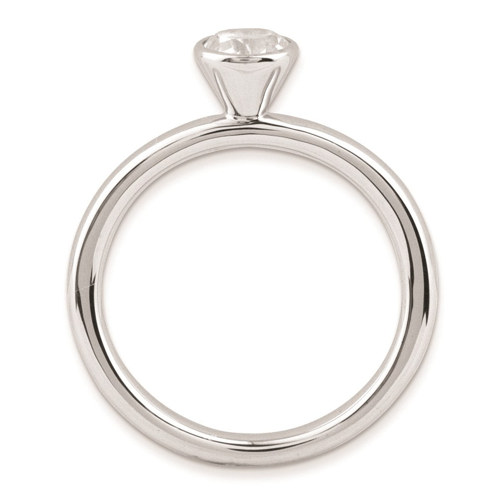 Sterling Silver Stackable Expressions High 5mm Round White Topaz Ring