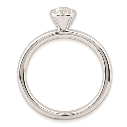 Sterling Silver Stackable Expressions High 5mm Round White Topaz Ring