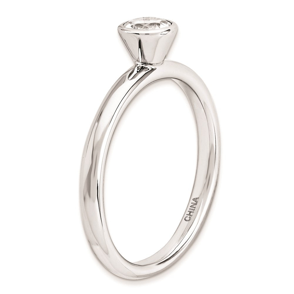 Sterling Silver Stackable Expressions High 5mm Round White Topaz Ring