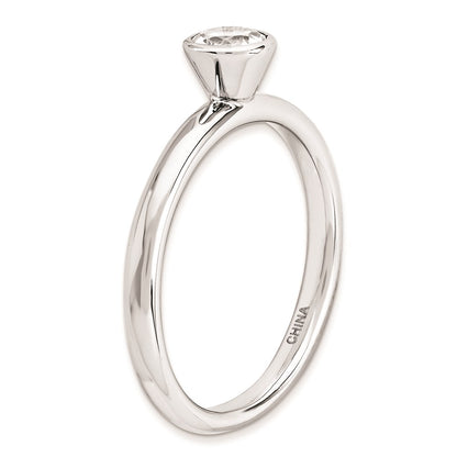 Sterling Silver Stackable Expressions High 5mm Round White Topaz Ring