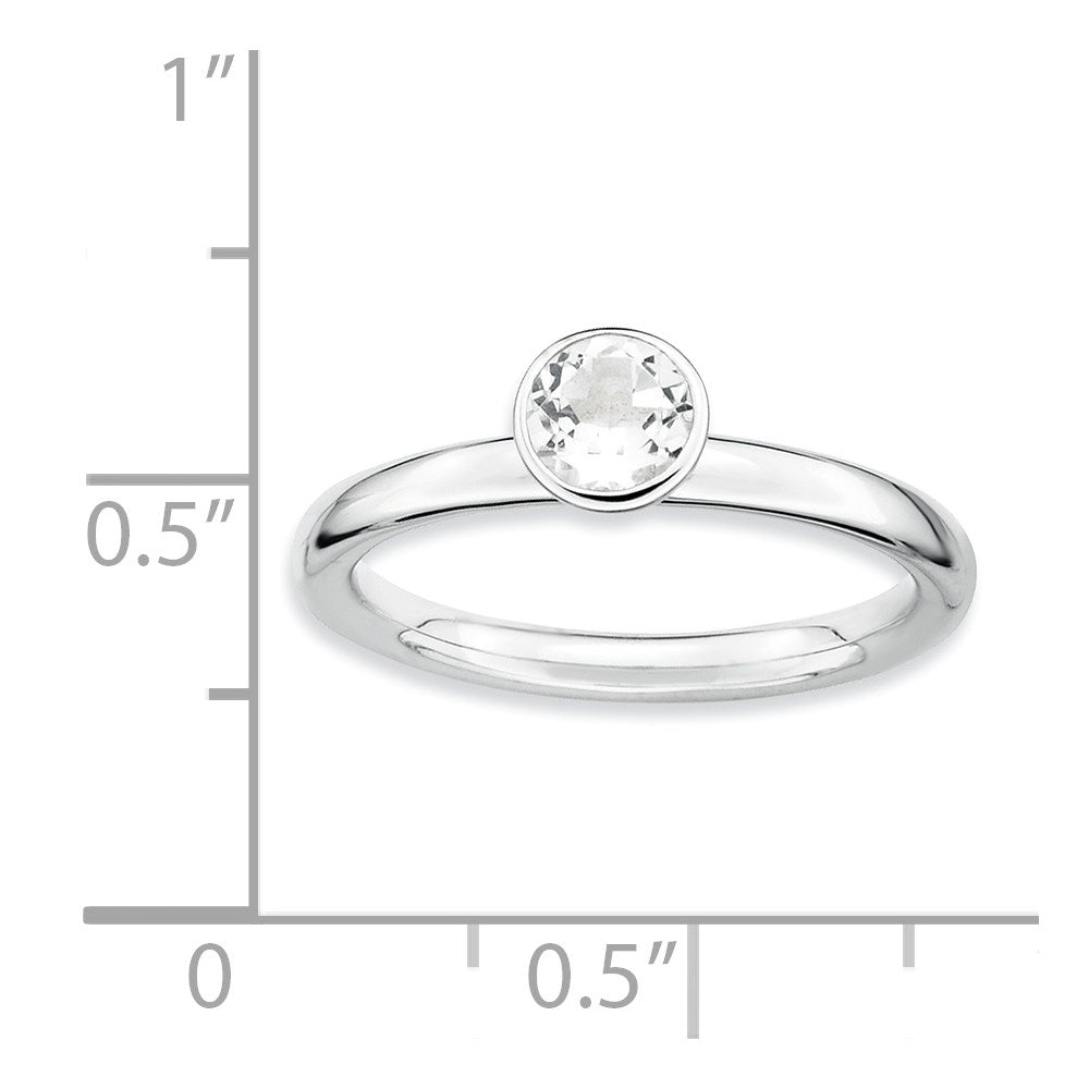 Sterling Silver Stackable Expressions High 5mm Round White Topaz Ring